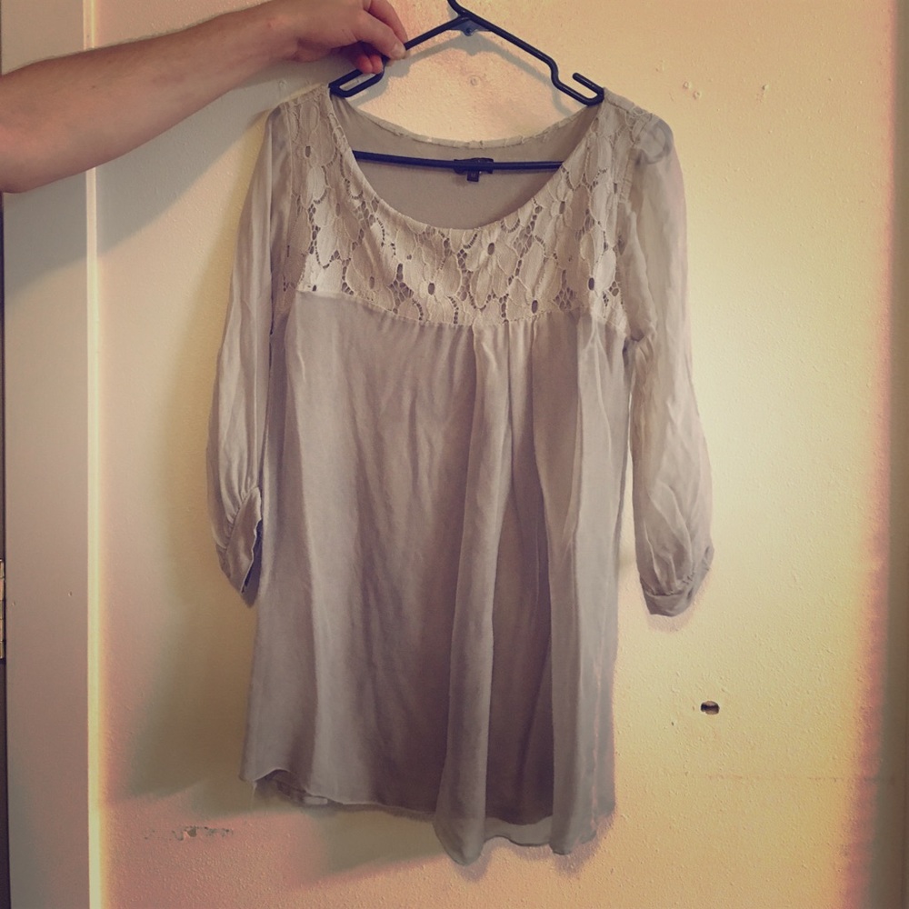 Taupe quarter sleeve blouse