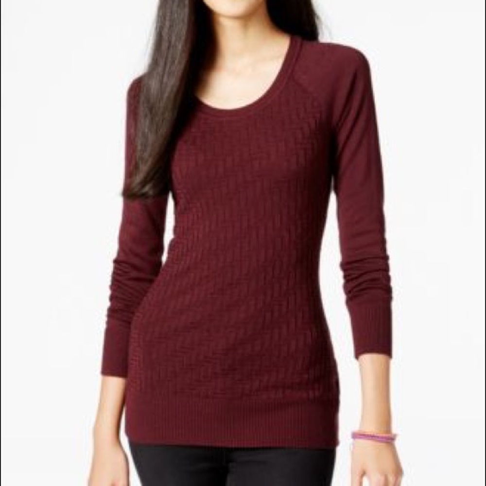 Juniors Ribbed Bordeaux/Maroon Sweater