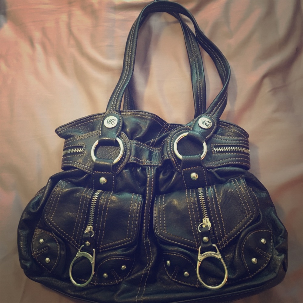 Black Leather Tote/Satchel (faux)