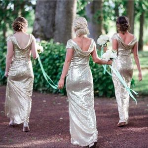 NWT ✨ Gold Sequin Bridesmaids/Prom Dress Size 2