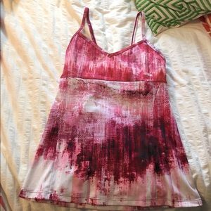 Pink, white, and black yoga tank