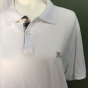 Men's White Burberry Oxford Polo