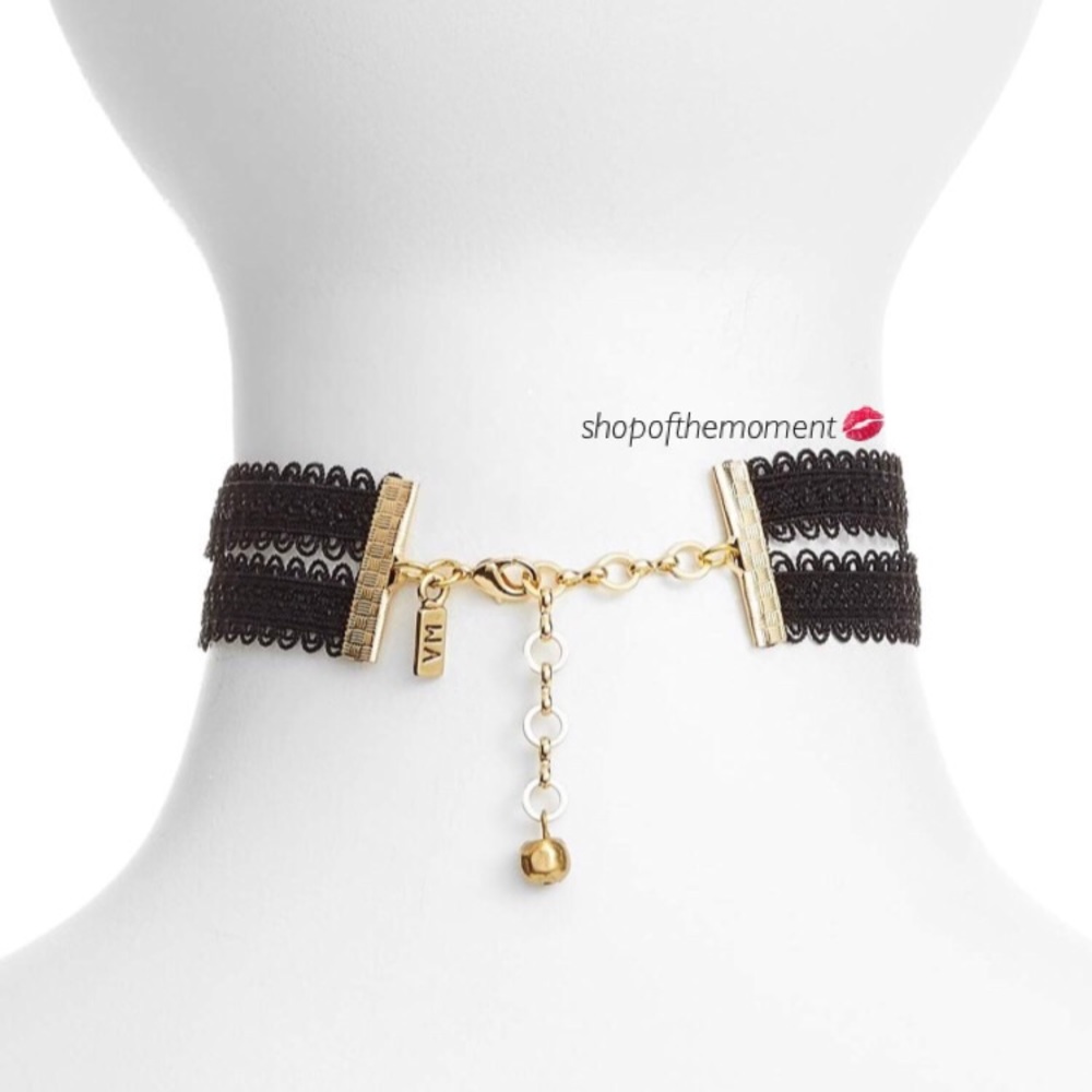 new Vanessa Mooney ☽ Festival Double Row Lace Choker Necklace ☽ Black Lace ☽ - Picture 5 of 13