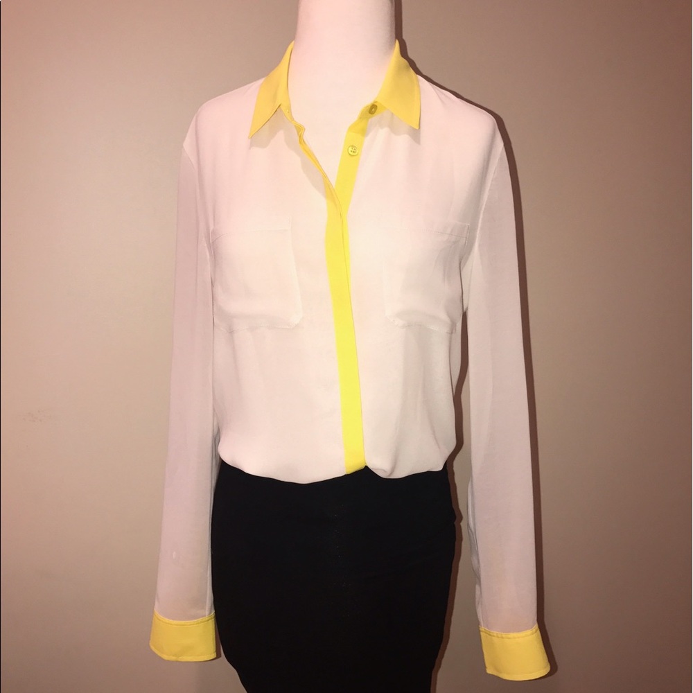 A/X white sheer long sleeve blouse