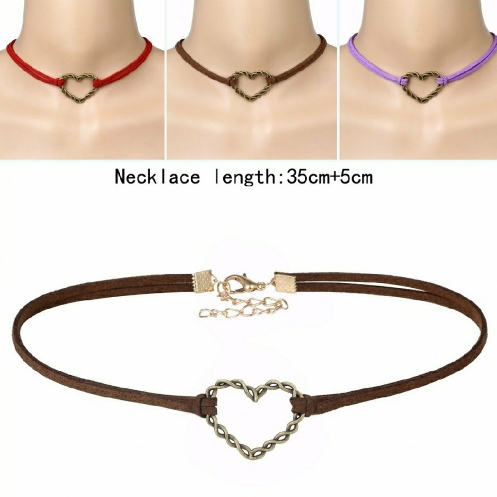 NEW Bundle Me Faux Suede Wire Heart Heart Choker