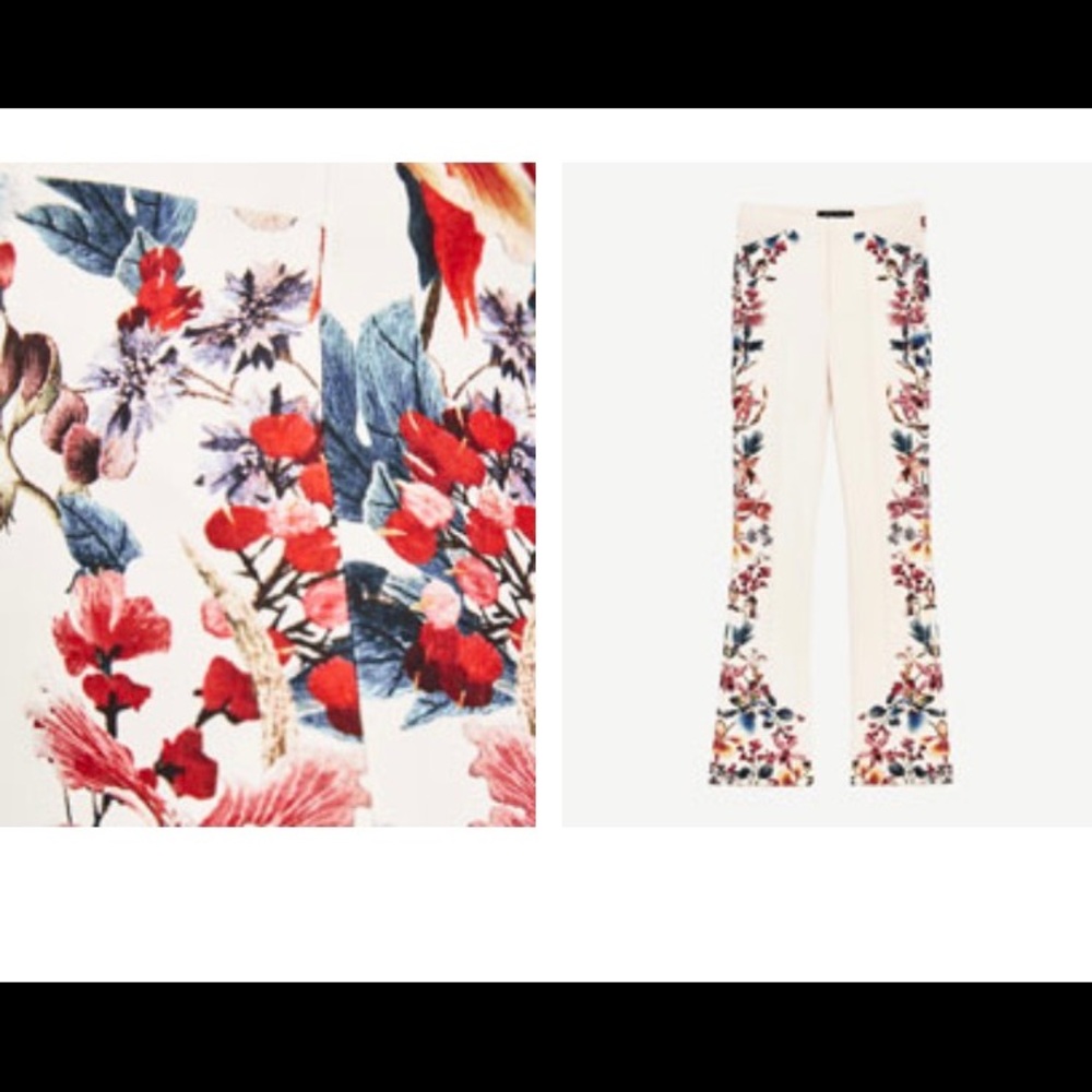 NWT ZARA FLORAL SIDE PRINT FLARED TROUSERS - Picture 4 of 5