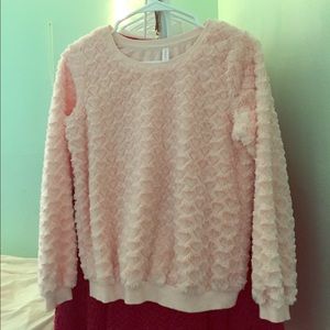 Fluffy Pink Heart Sweater