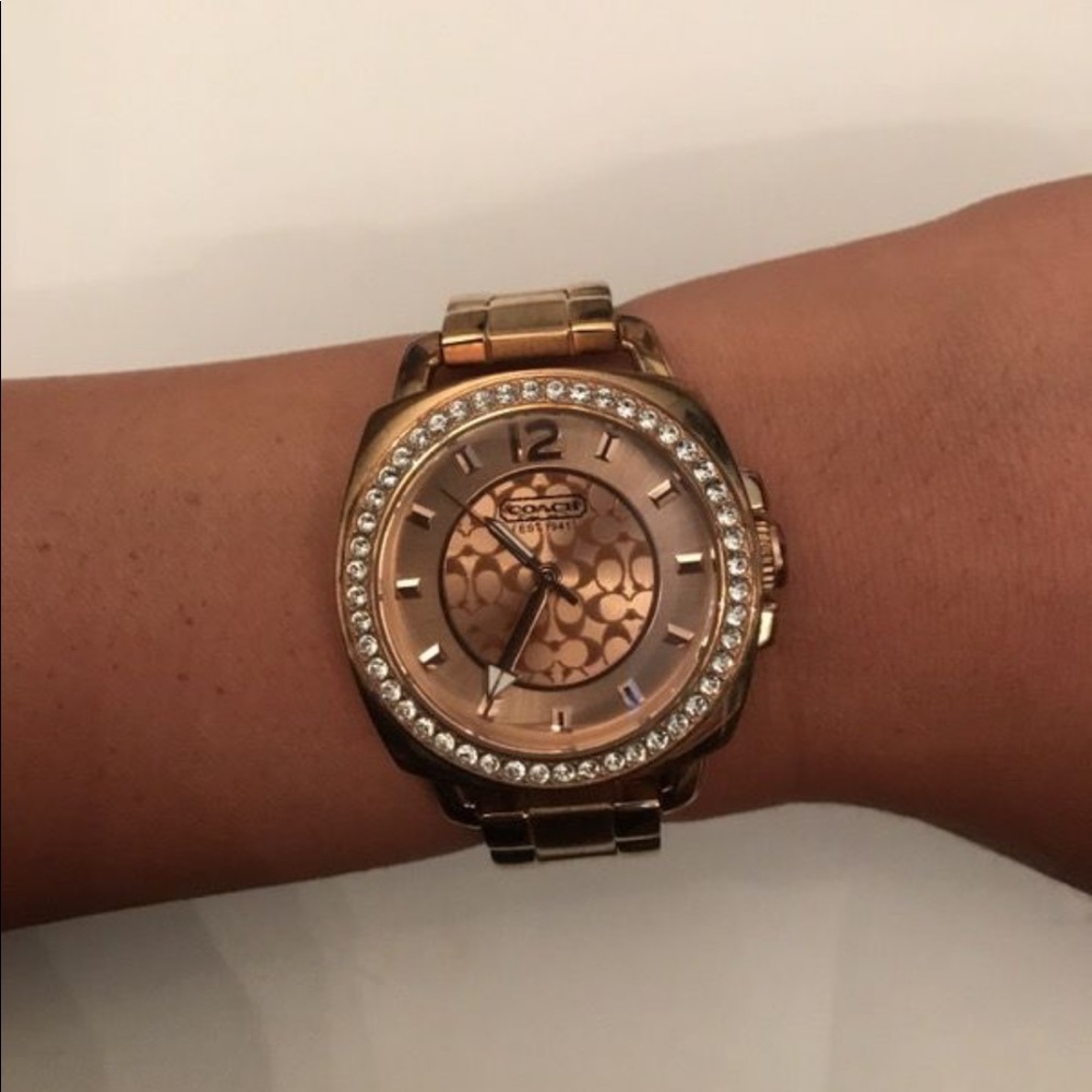 Rose gold Coach watch