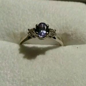 Genuine tanzanite ring, heart pendant & earrings