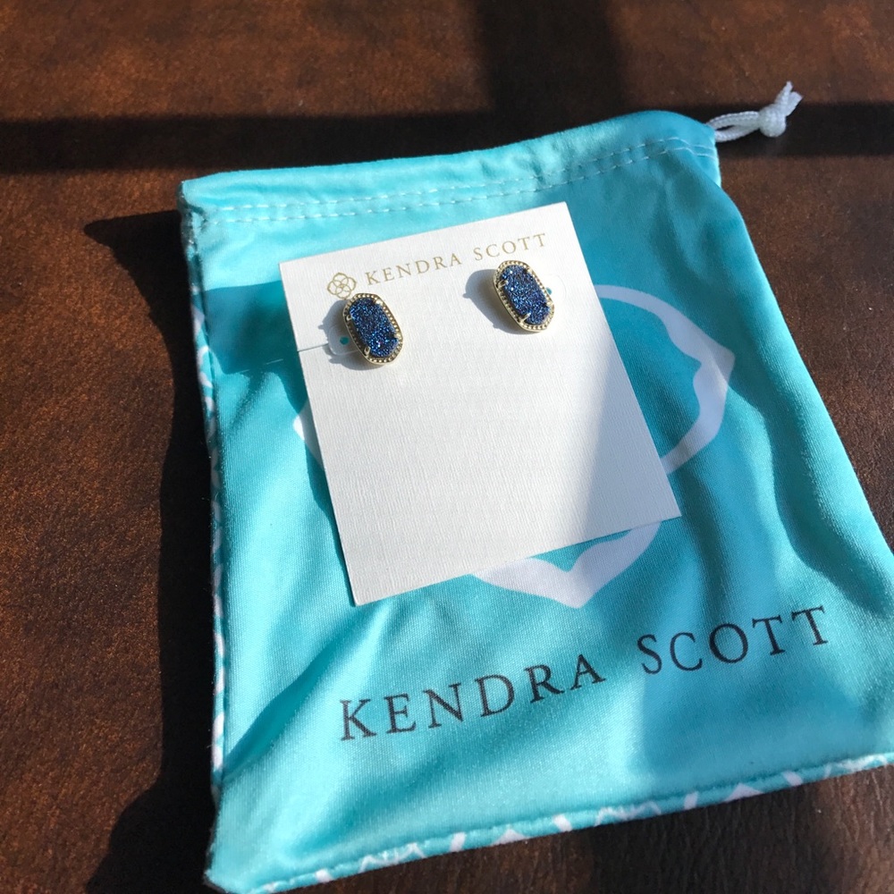 Kendra Scott Ellie blue drusy earrings in gold