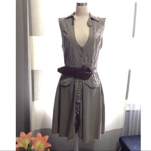 La Rok Button Down Dress Green Khaki.