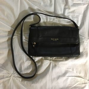 Black leather Kate Spade crossbody flap