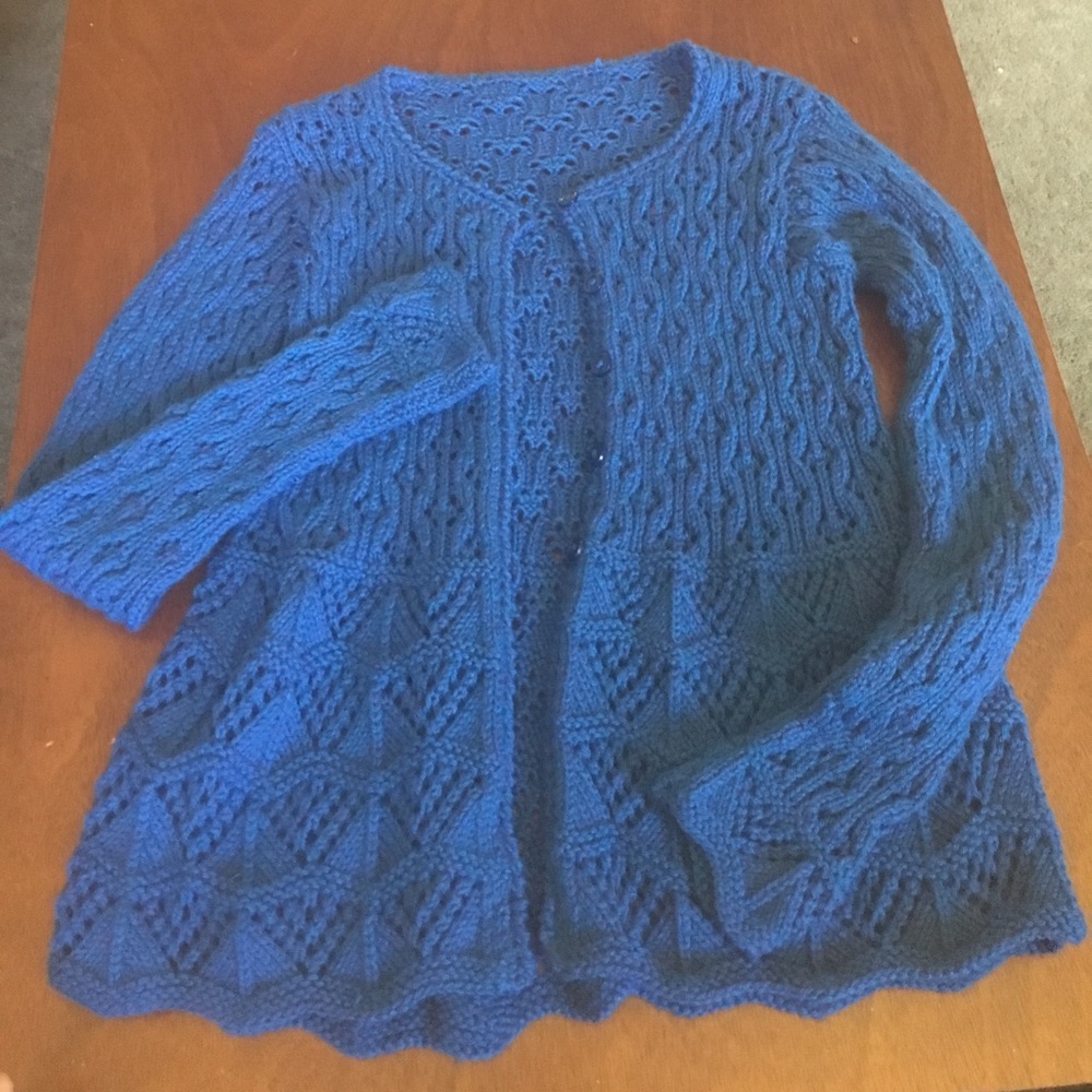 Beautiful blue hand knit sweater