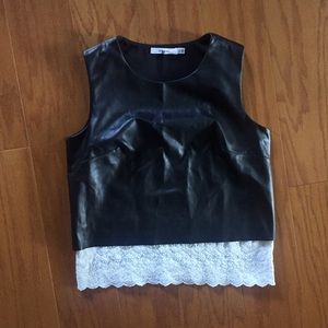 Bailey 44 Leather & Lace Croptop
