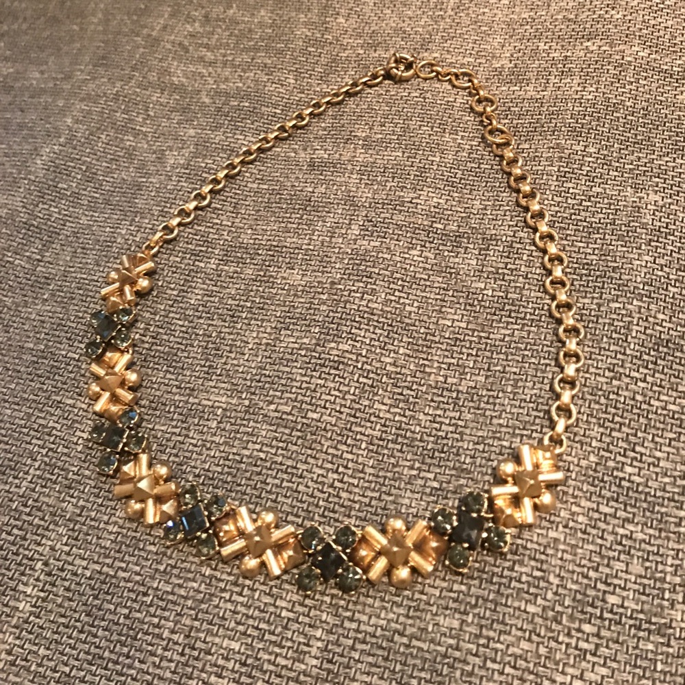 Elegant J. crew blue and gold statement necklace