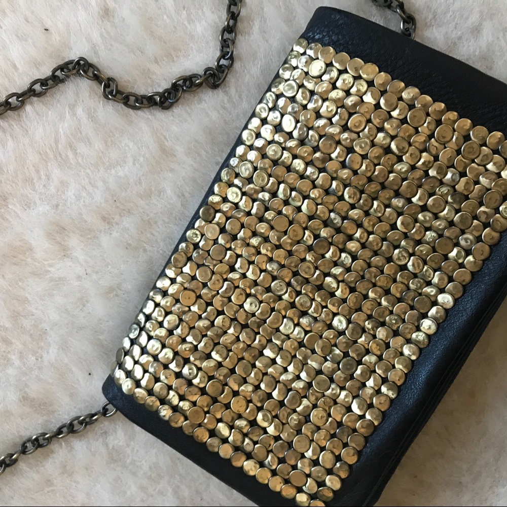 Gold plated faux leather purse