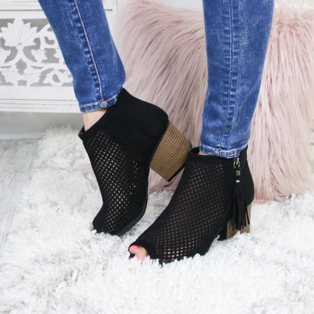 Black Fringe Booties