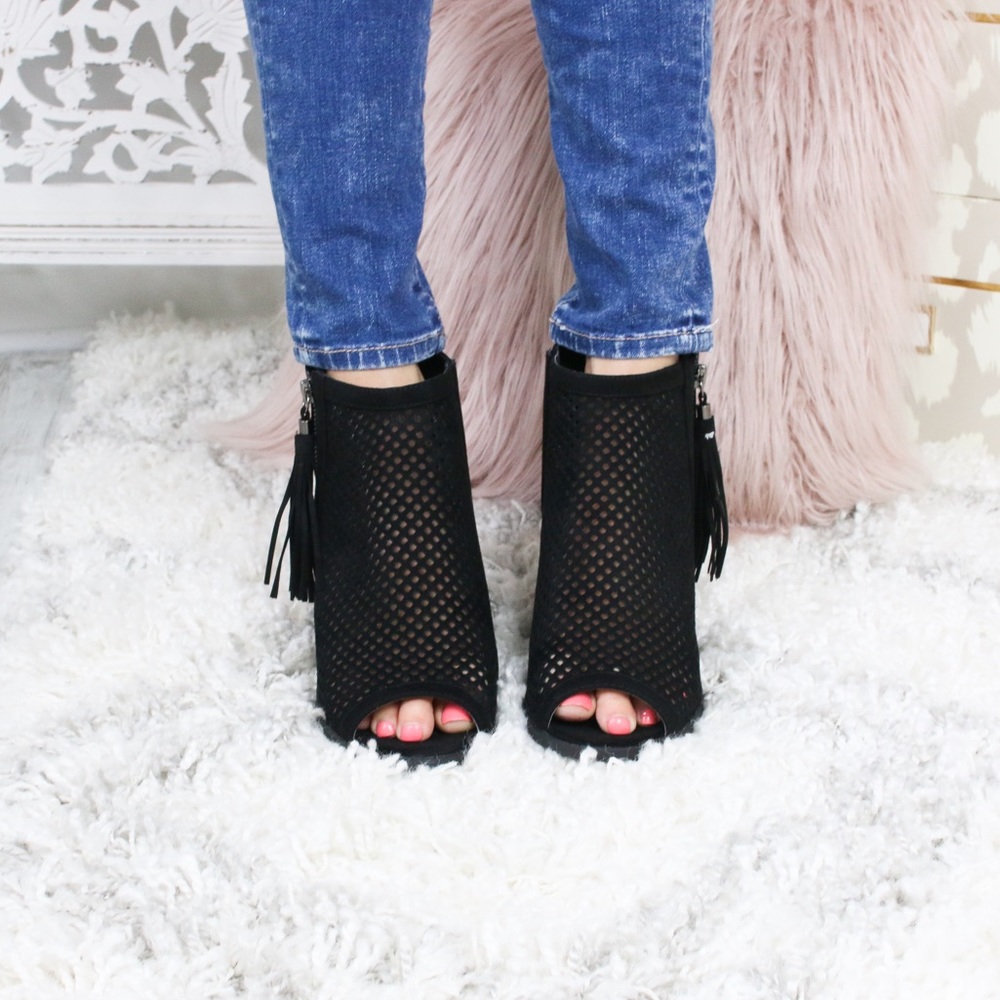 Black Fringe Booties