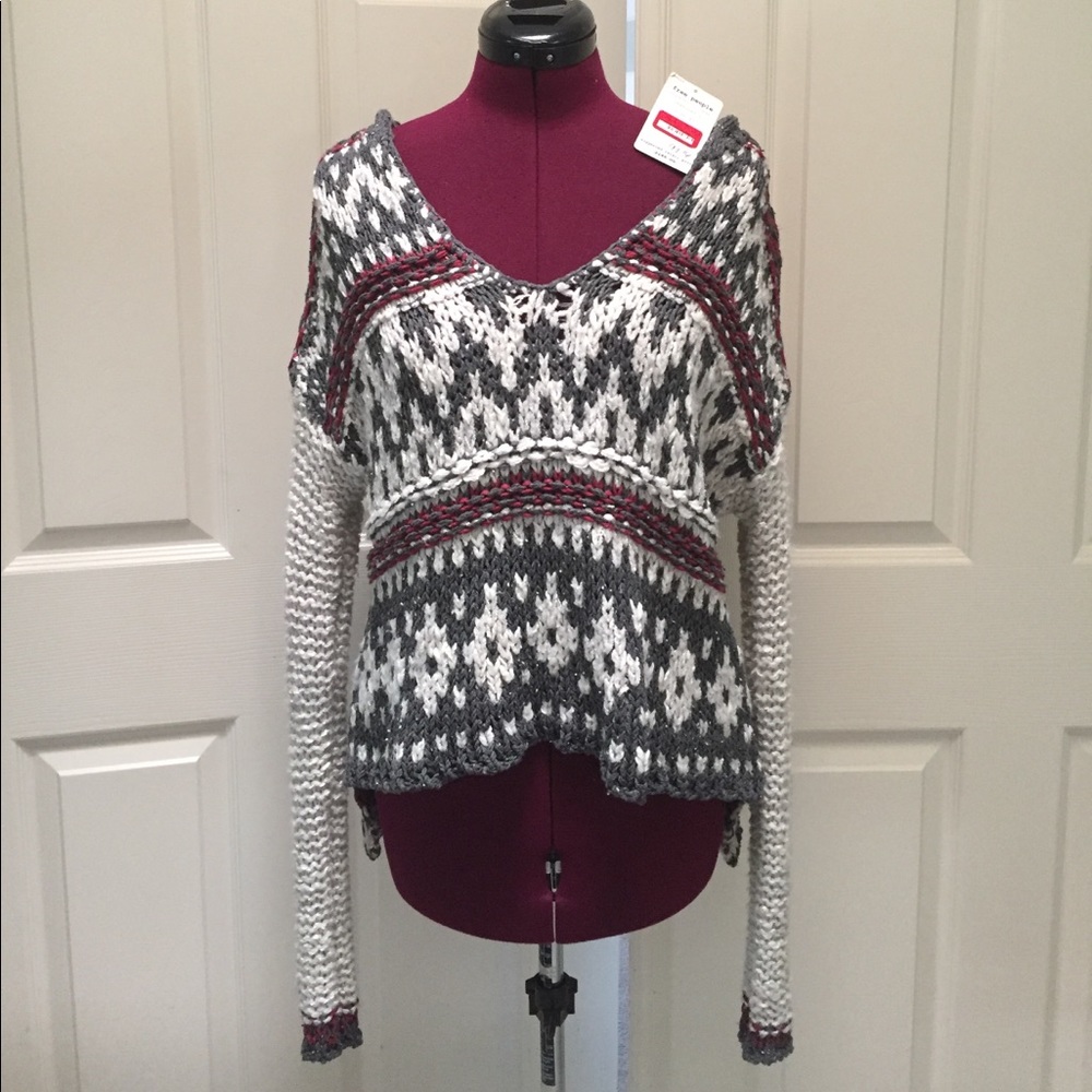 Free people Knit Sweater Blouse Pullover new sz XS