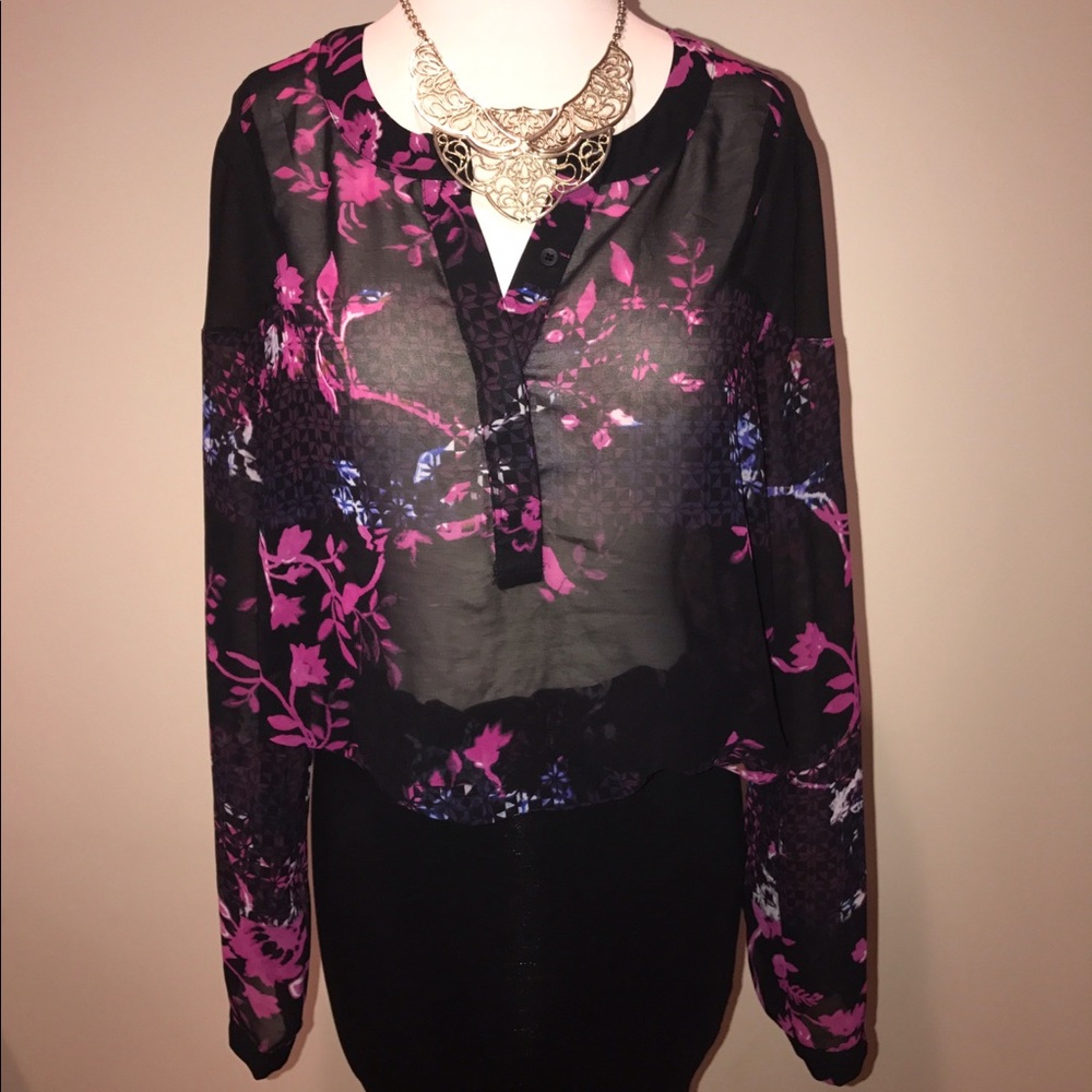 Sheer floral blouse