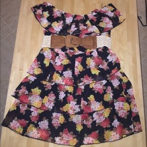 Floral Mini dress with suede belt