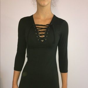 Lace-up bodycon dress