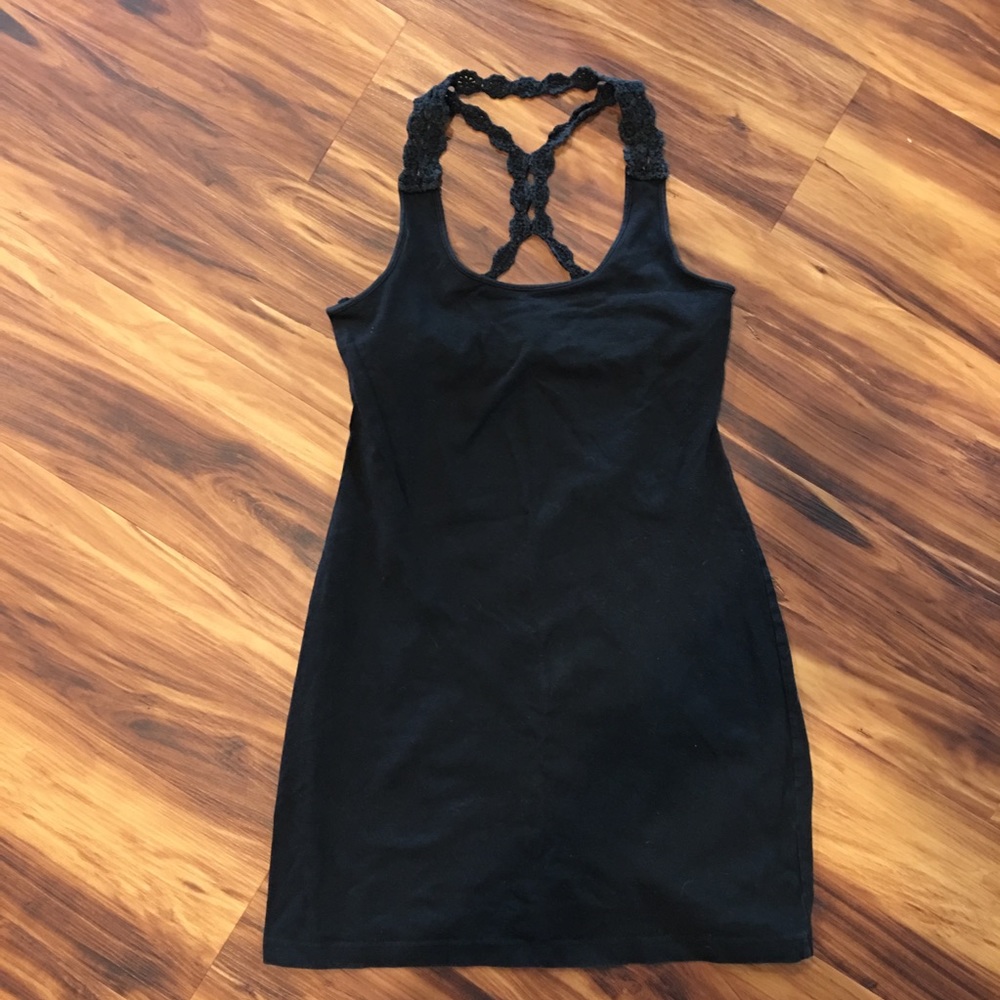 Crochet racerback dress w/shelf bra