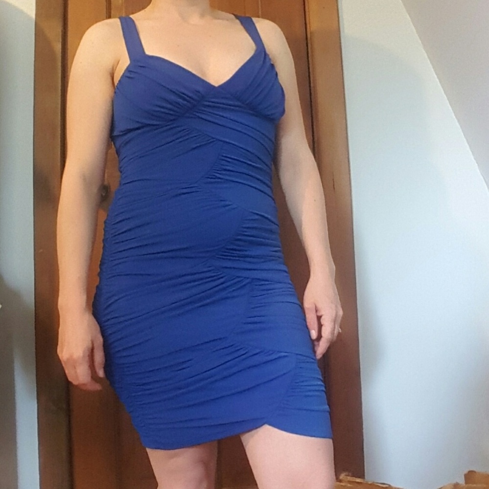 Sexy blue ruched dress - small