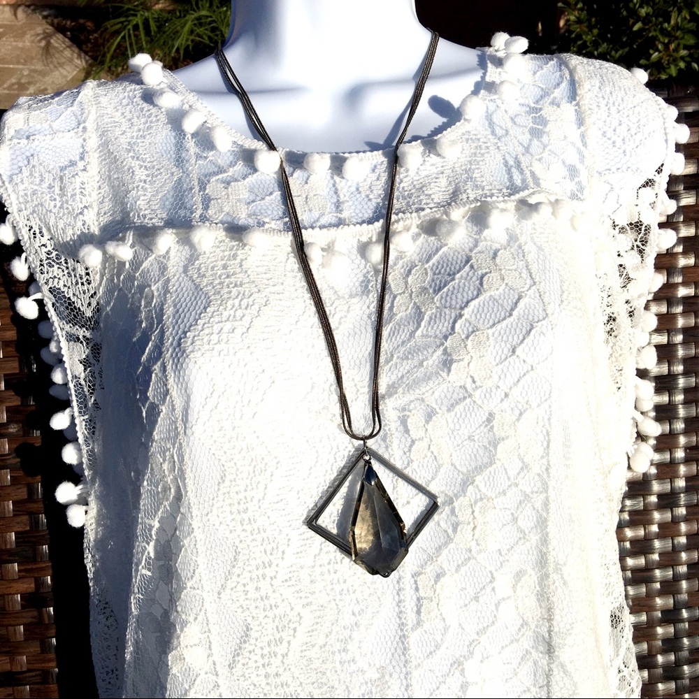 Triple Diamond Crystal Drop Long Modern Payment - Picture 3 of 4