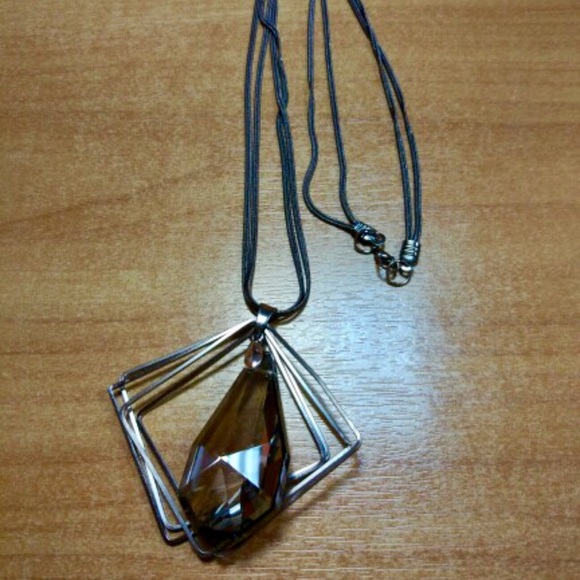 Triple Diamond Crystal Drop Long Modern Payment - Picture 2 of 4