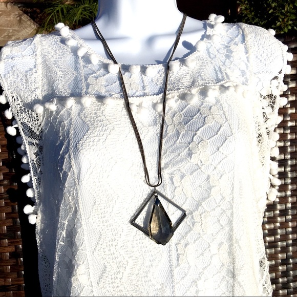 Triple Diamond Crystal Drop Long Modern Payment - Picture 3 of 4