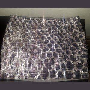 Express Sequin Mini Skirt- Cheetah print