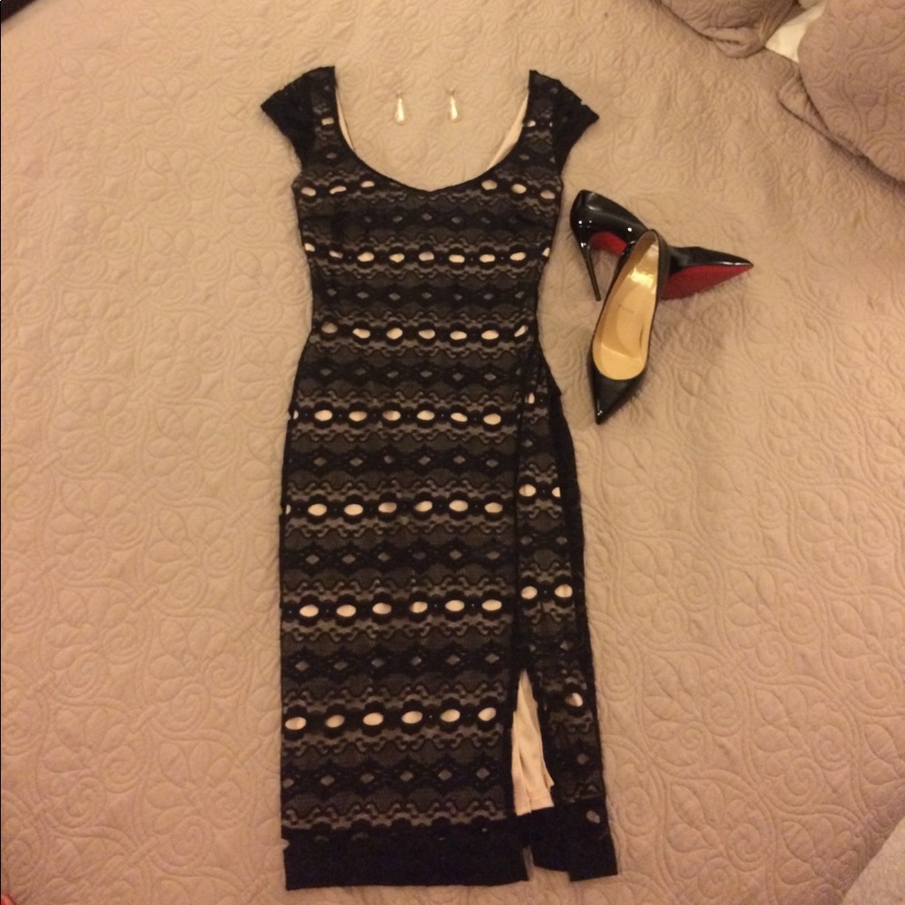 Art Deco black lace Midi Dress!