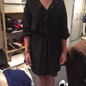 Uniqlo black polka dot dress