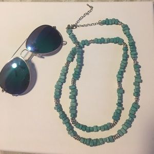 Gorgeous aqua stone necklace with multiple lengths