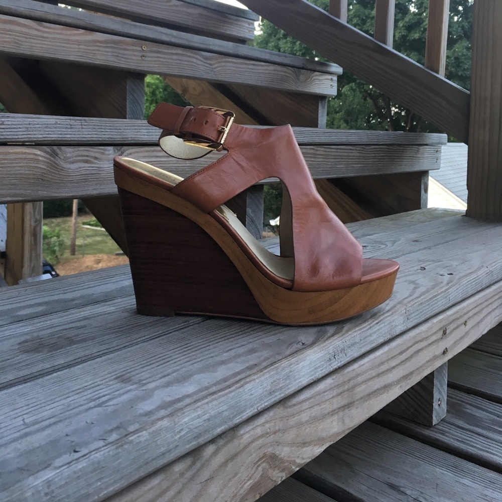 Michael Kors Leather/Wood Wedges