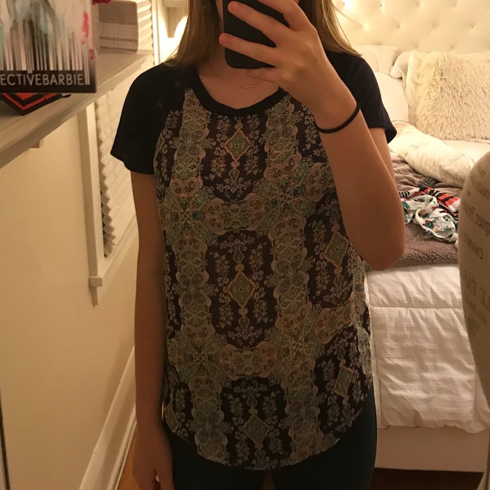 Sheer floral printed shirt