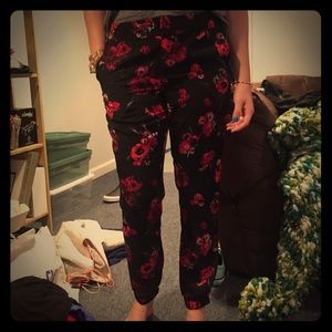 Guess floral print silk jogger pants