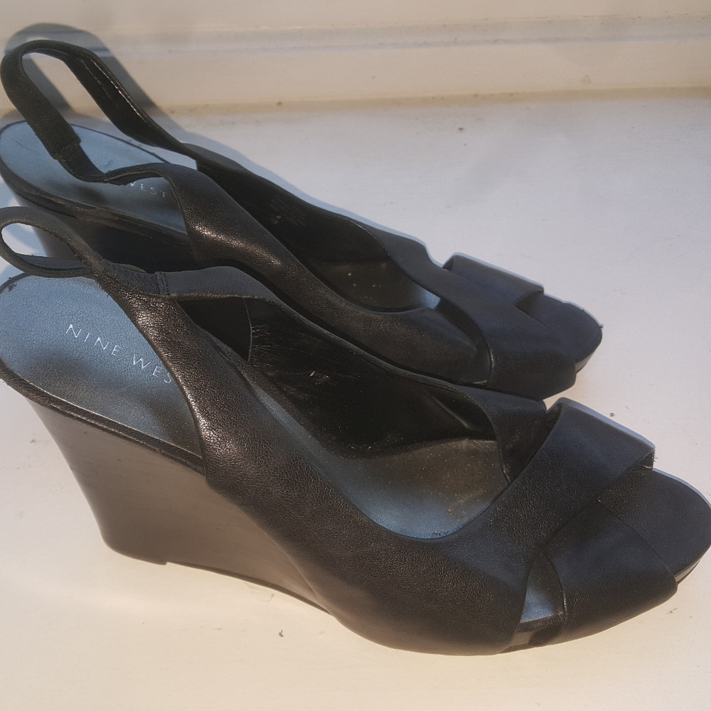 Nine west open toe sling wedges
