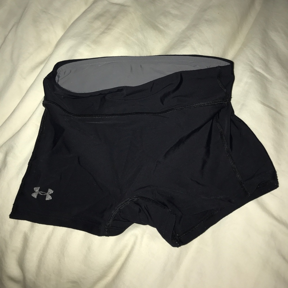 black under armor spandex with gray fold over band