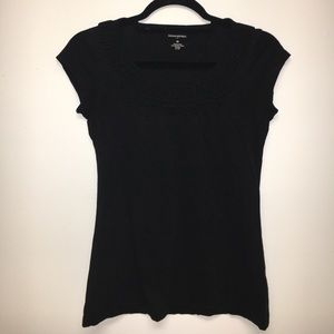 Banana Republic Black Tee with Detailing