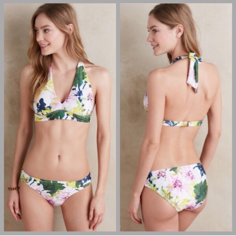 Anthropologie floral bikini top & bottom