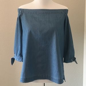 LOFT Off the Shoulder Denim Top - Sz S