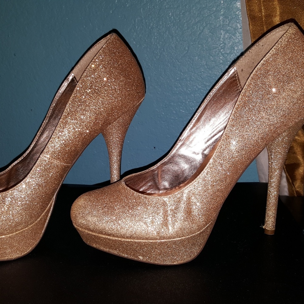 Gold Glitter Heels