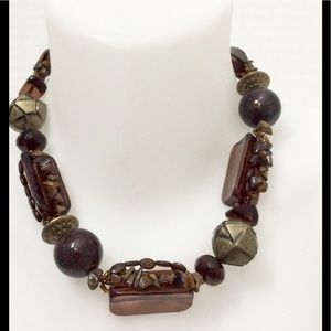 Beautiful brown brass choker statement necklace
