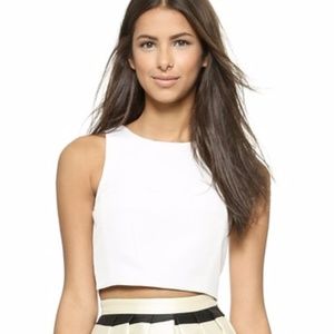 Tibi Cropped Silk Top in Ivory (2)