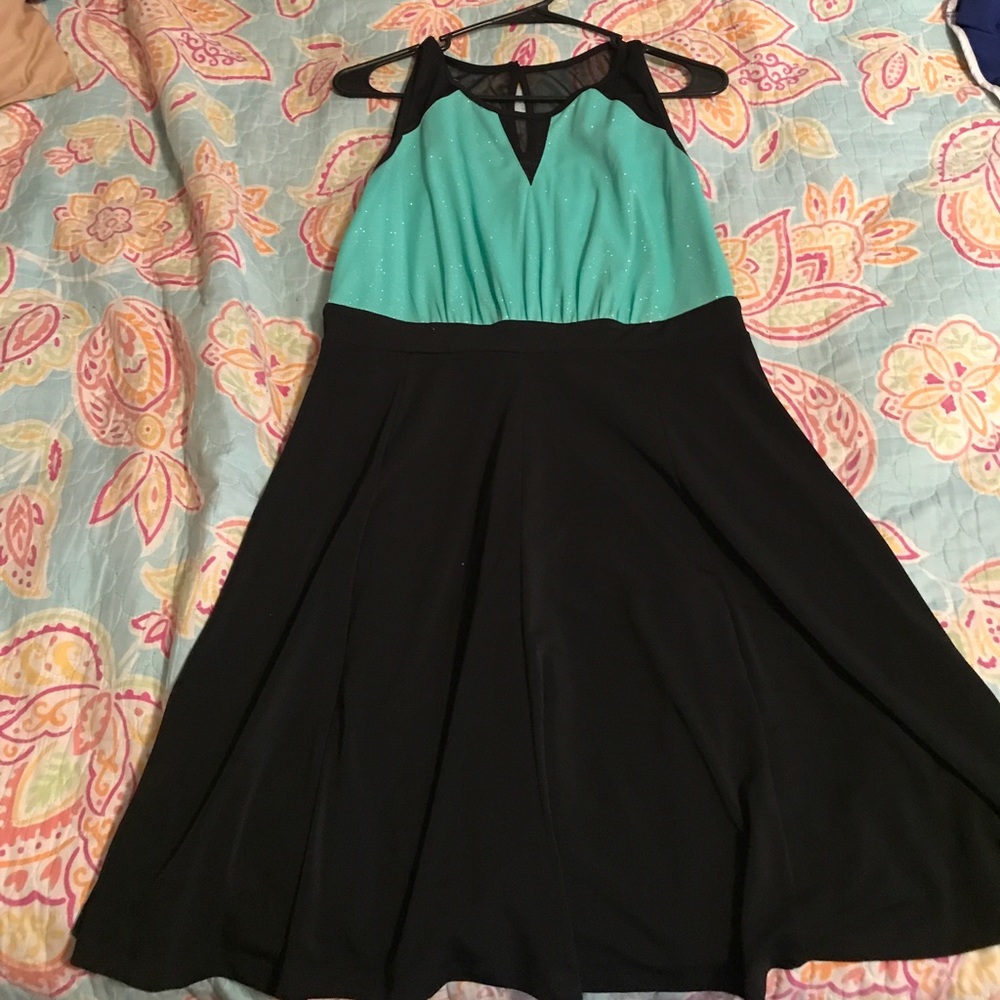 Black and Mint Green Party Dress
