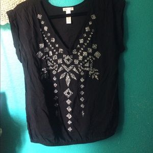 Black beaded top