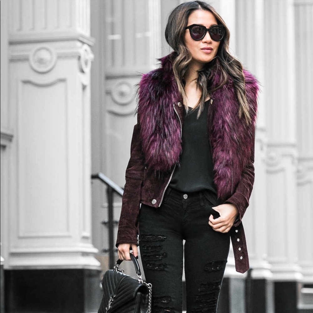 Burgundy Faux Fur Stole