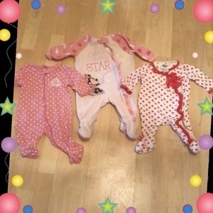 🎀3 Baby Girl Footsie Pajamas🎀
